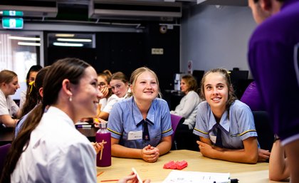 A group of young women attending a Women in Engineering event.